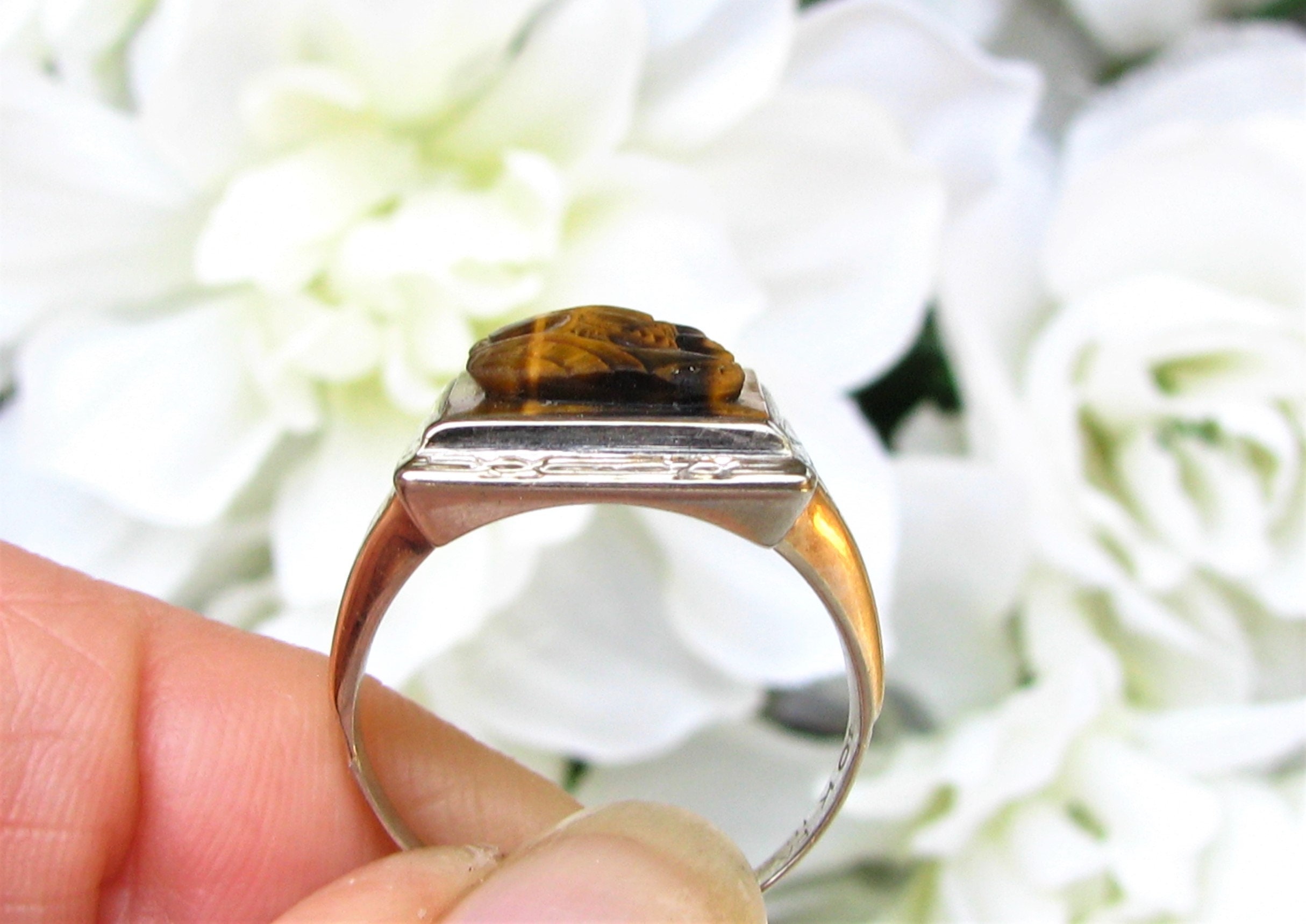 アクセサリー vintage 9ct gold Tiger Eye Cameo ring Victorian Tiger's Eye Cameo Ring