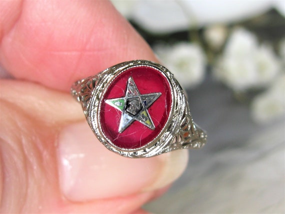Antique Order of the Eastern Star Ring Synthetic … - image 7