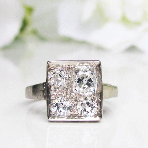 Old Mine Cut Diamond 1920's Antique Engagement Ring Filigree