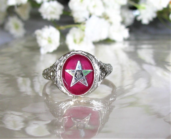 Antique Order of the Eastern Star Ring Synthetic … - image 3