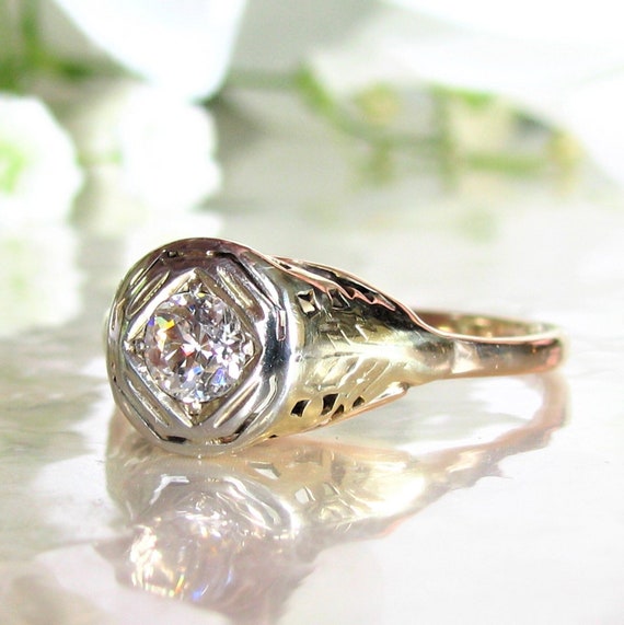 Antique Engagement Ring Art Deco .33 Old European Cut Diamonds in Plat -  Filigree Jewelers