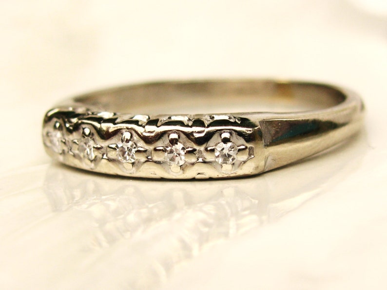 Vintage Keepsake Diamond Wedding Ring 14K White Gold Ladies Etsy