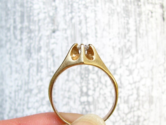 Antique Engagement Ring 0.25ct CZ Glass Stone Fau… - image 5