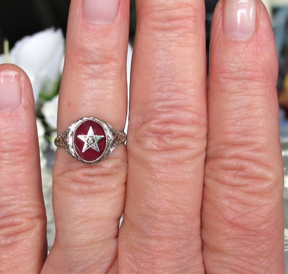 Antique Order of the Eastern Star Ring Synthetic … - image 9