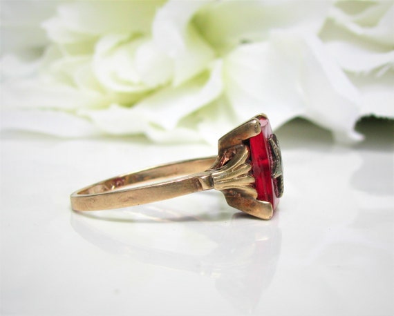 Vintage Order of the Eastern Star Ring Spinel OES… - image 4