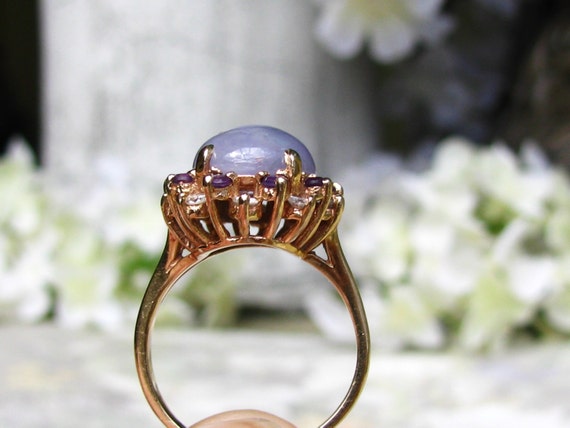 Vintage Lavender Jadeite Amethyst & Diamond Ring … - image 6