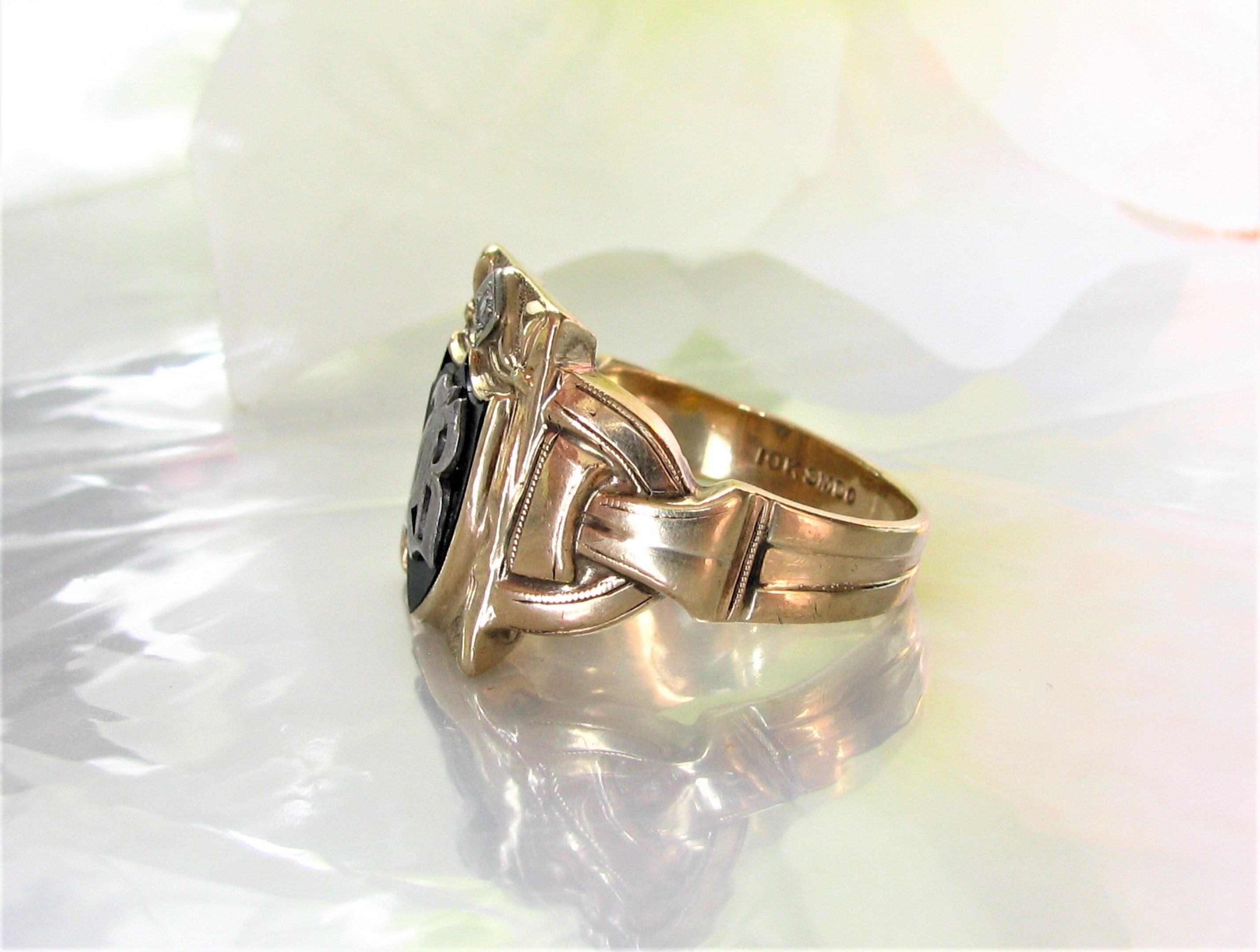 ◆NEW◆Biella Vintage◆ DIAMOND SIGNET リング Mini Diamond Signet Ring | 18k Gold Plated Ring - Biella Vintage