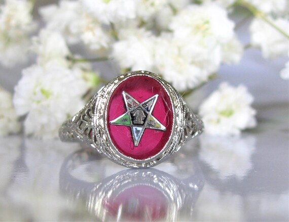 Antique Order of the Eastern Star Ring Synthetic … - image 2