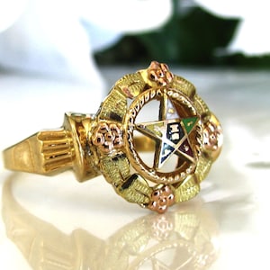 Vintage Order of the Eastern Star Ring Scalloped Edge Ladies Masonic ...