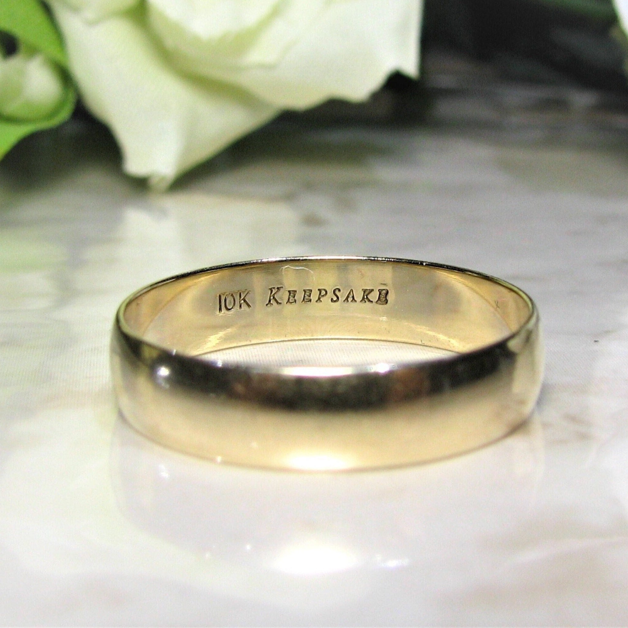 Vintage Keepsake Wedding Ring Classic 10K Yellow Gold Ladies Wide Wedding Band Gold Stacking Ring Etsy