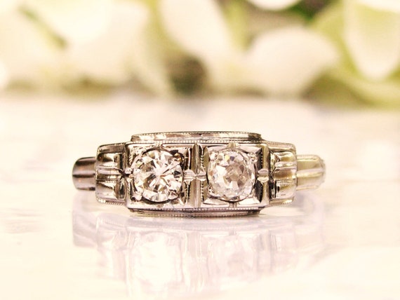 Art Deco Engagement Ring Old Mine Cut Diamond Ring 0.55ctw Toi | Etsy