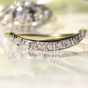 Antique Engagement Ring Set 0.91ctw Diamond Swirl Bridal Set 14K Two ...