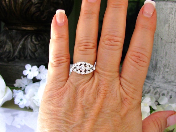 Vintage Engagement Ring Heart Motif Unique Engage… - image 8