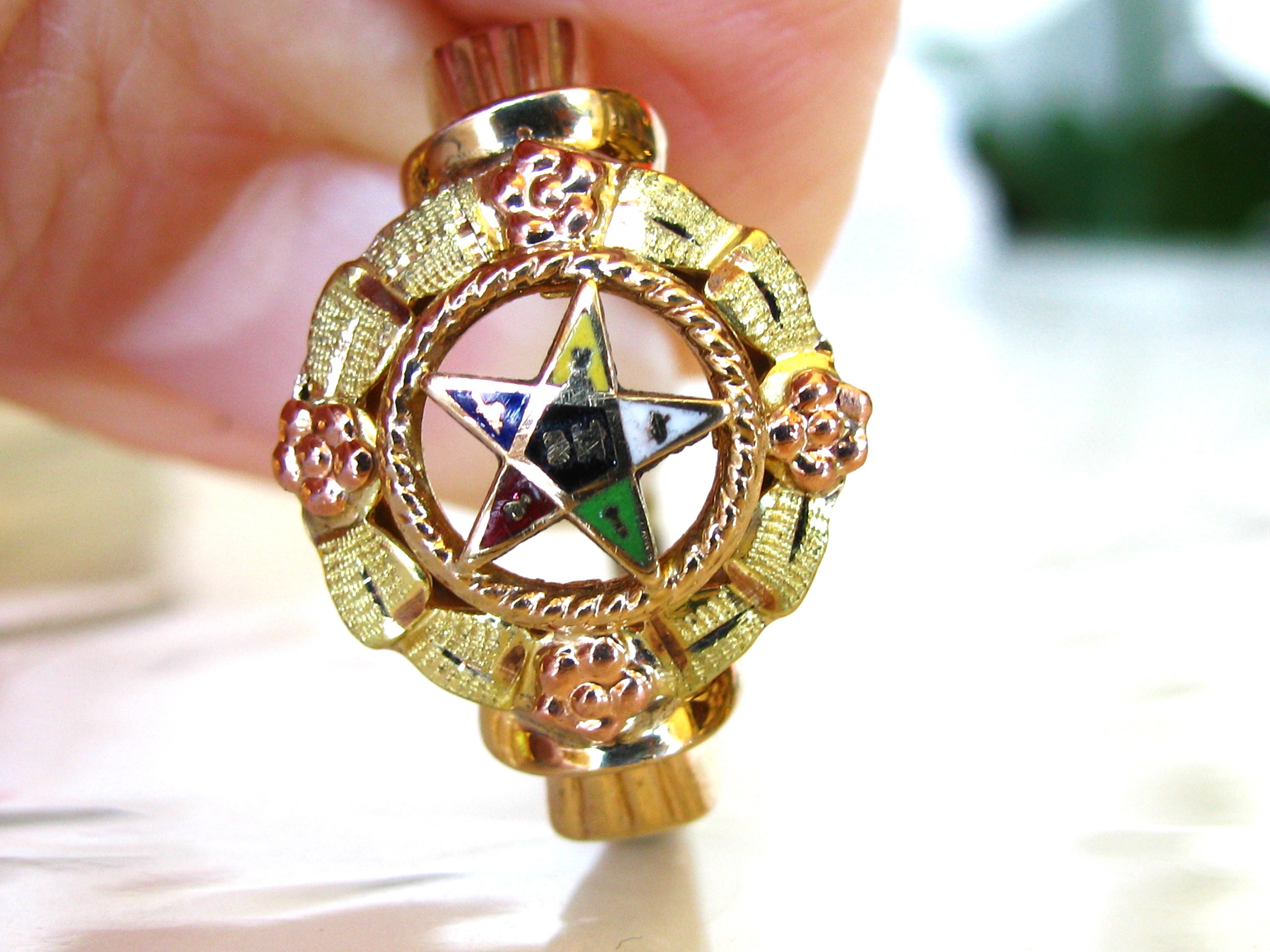 Vintage Order of the Eastern Star Ring Scalloped Edge Ladies Masonic ...