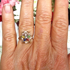Vintage Order of the Eastern Star Ring 10K Gold Filigree Ring Unique ...