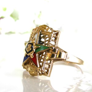 Vintage Order of the Eastern Star Ring 10K Gold Filigree Ring Unique ...