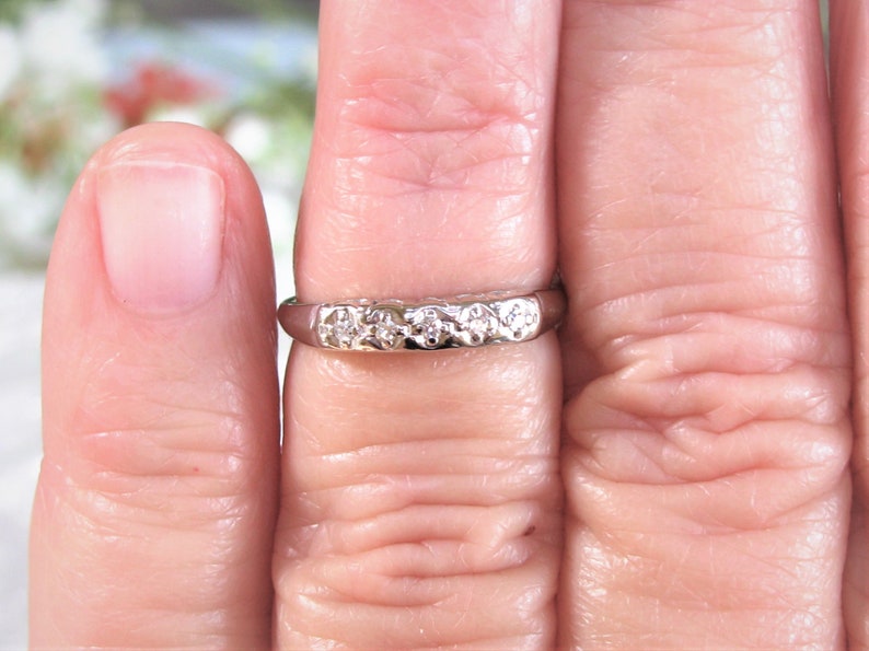 Vintage Keepsake Diamond Wedding Ring 14K White Gold Ladies Etsy