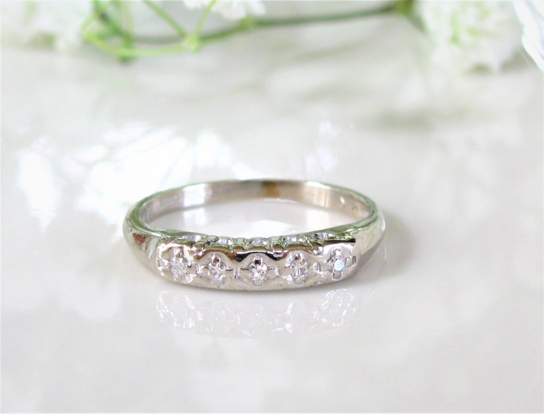Vintage Keepsake Diamond Wedding Ring 14K White Gold Ladies Etsy