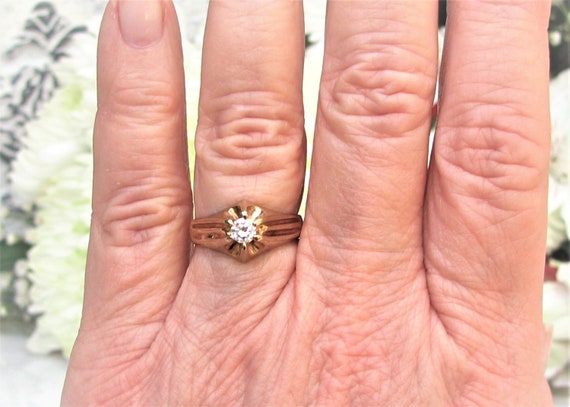 Antique Engagement Ring 0.25ct CZ Glass Stone Fau… - image 8