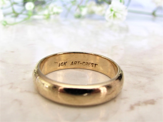 Vintage Art Crest Wedding Ring 14K Yellow Gold La… - image 9