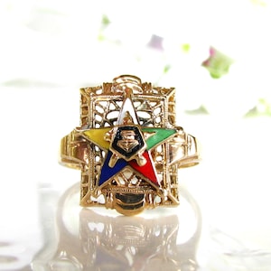 Vintage Order of the Eastern Star Ring 10K Gold Filigree Ring Unique ...
