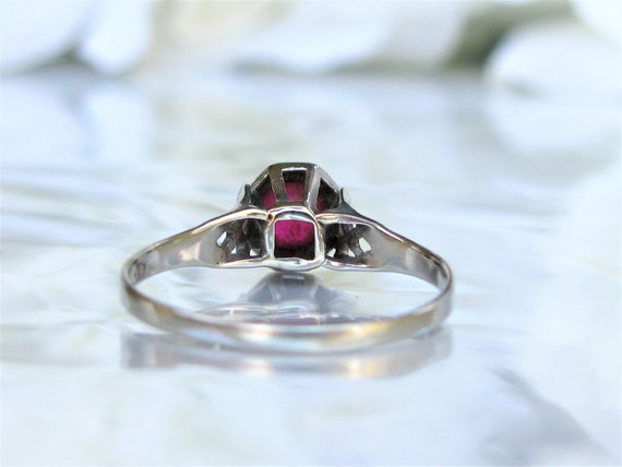 Antique Ruby Engagement Ring 0.65ct Synthetic Rub… - image 4