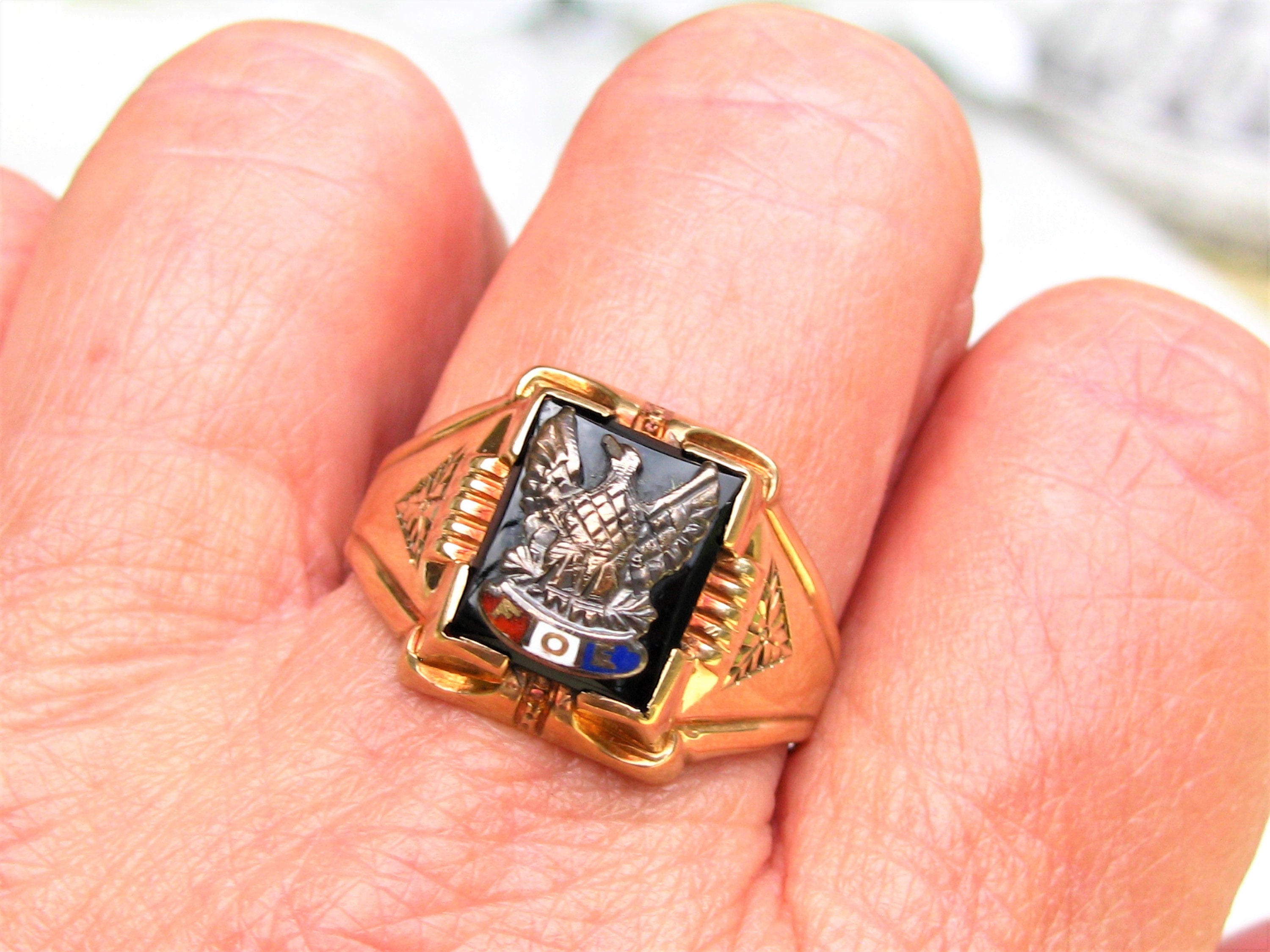 Ostby Barton Ring Fraternal Order of Eagles Ring Handsome Heavy 