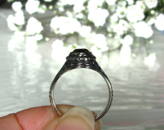 Vintage Style Ruby Ring Large Oval Bezel Set Synt… - image 8