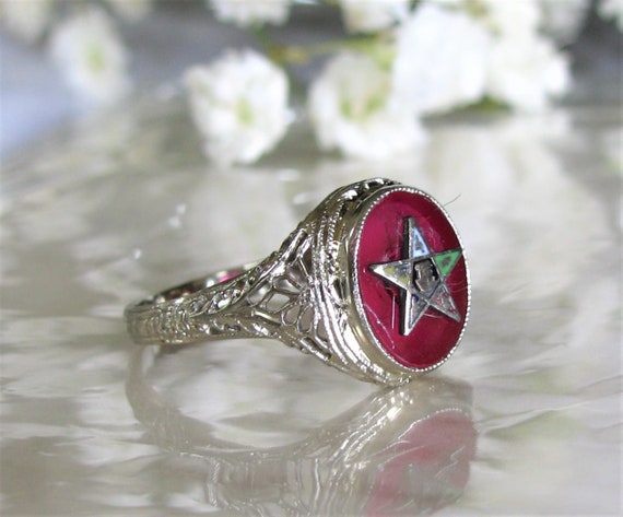 Antique Order of the Eastern Star Ring Synthetic … - image 6