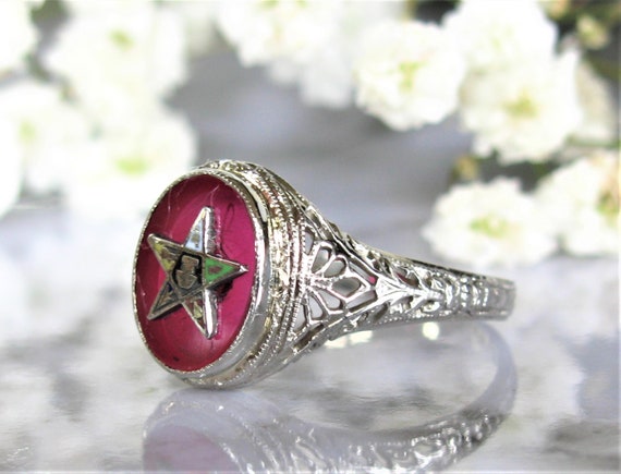 Antique Order of the Eastern Star Ring Synthetic … - image 4