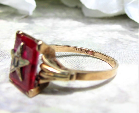 Vintage Order of the Eastern Star Ring Spinel OES… - image 7