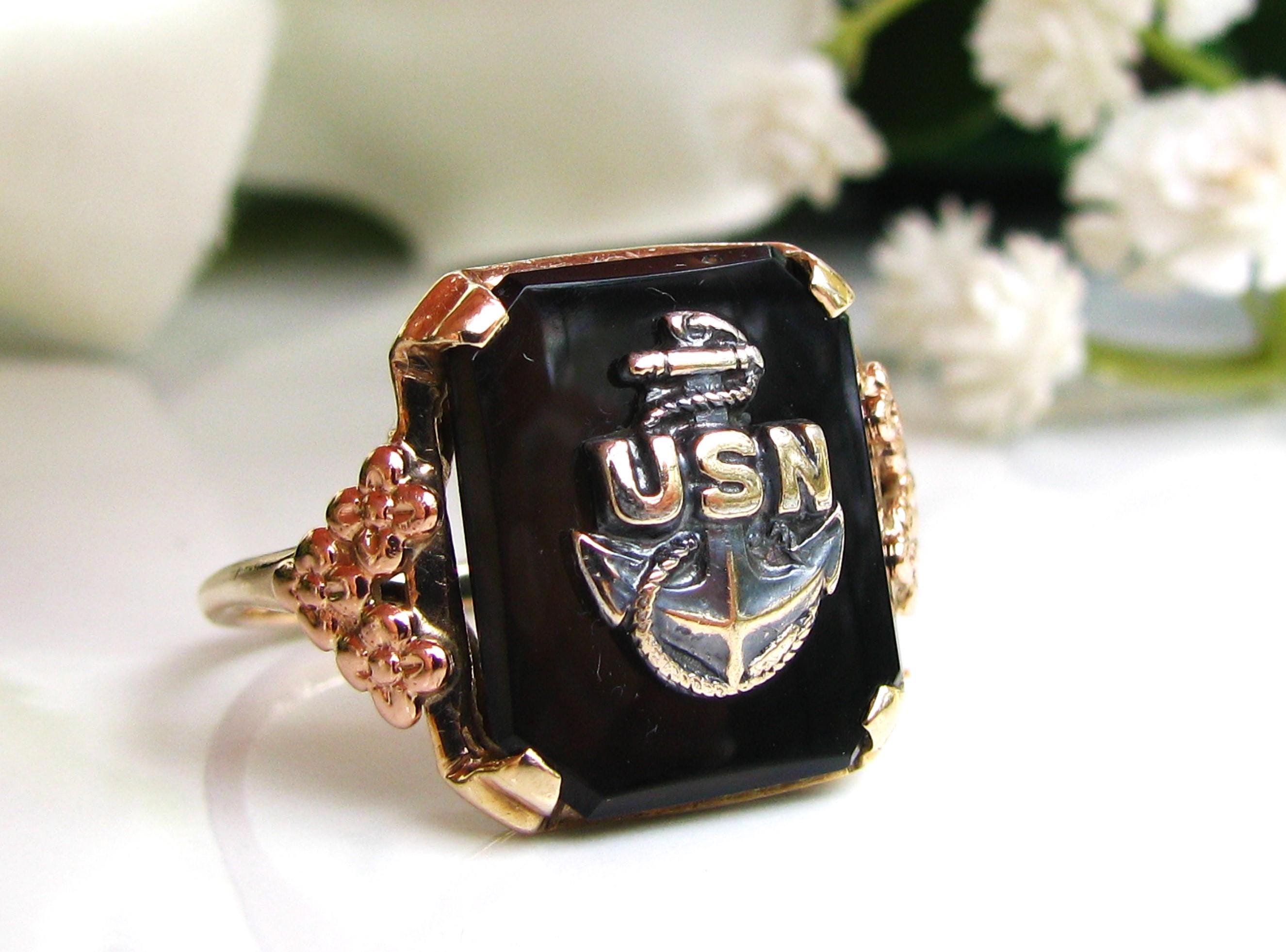 Vintage Us Navy Ring Gold - Etsy