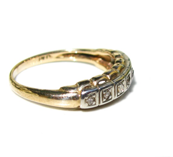 Art Deco Diamond Wedding Ring Petite Diamond Anti… - image 3