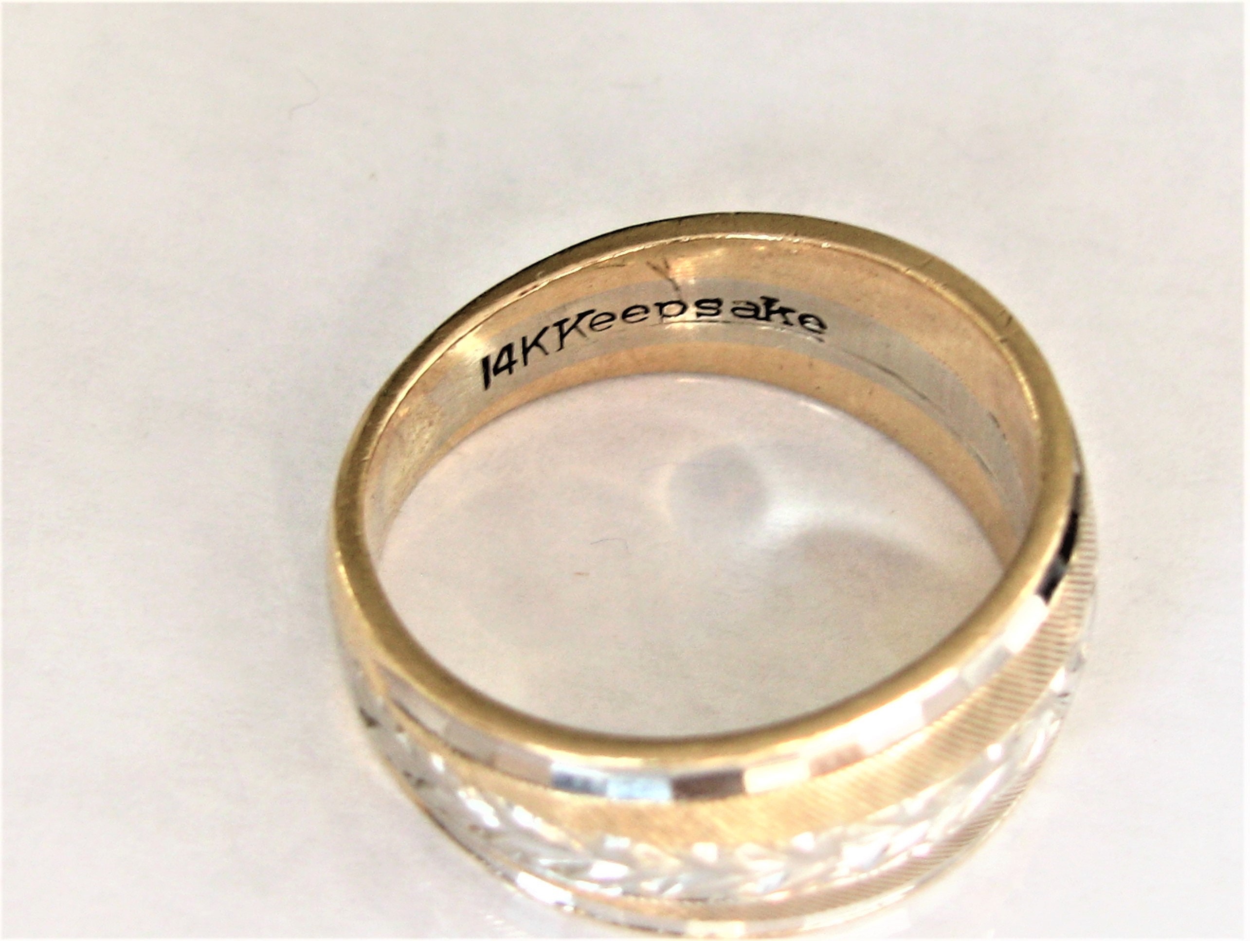 Vintage Keepsake Wedding Ring 14K Two Tone Gold Diamond Cut - Etsy