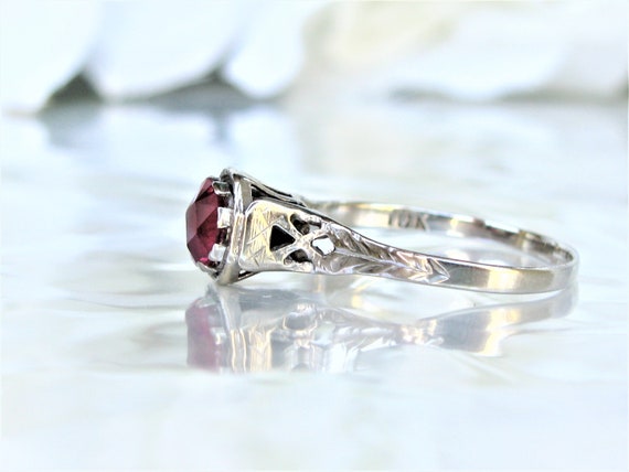 Antique Ruby Engagement Ring 0.65ct Synthetic Rub… - image 3