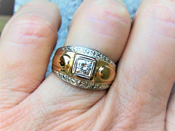 Art Deco Men's Diamond Ring 0.40ct Old Cut Diamon… - image 5