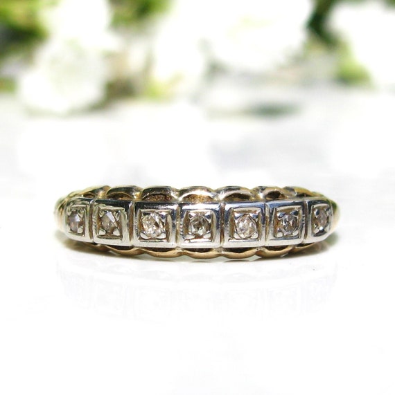 Art Deco Diamond Wedding Ring Petite Diamond Anti… - image 1