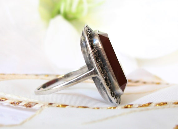 Art Deco Germany Carnelian Marcasite Sterling Rin… - image 3