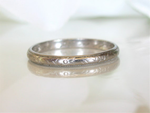 Antique Platinum Wedding Band 1924 Ladies Antique… - image 4