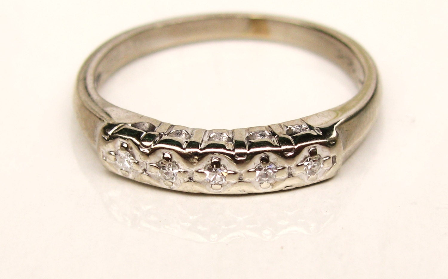 Vintage Keepsake Diamond Wedding Ring 14K White Gold Ladies Etsy