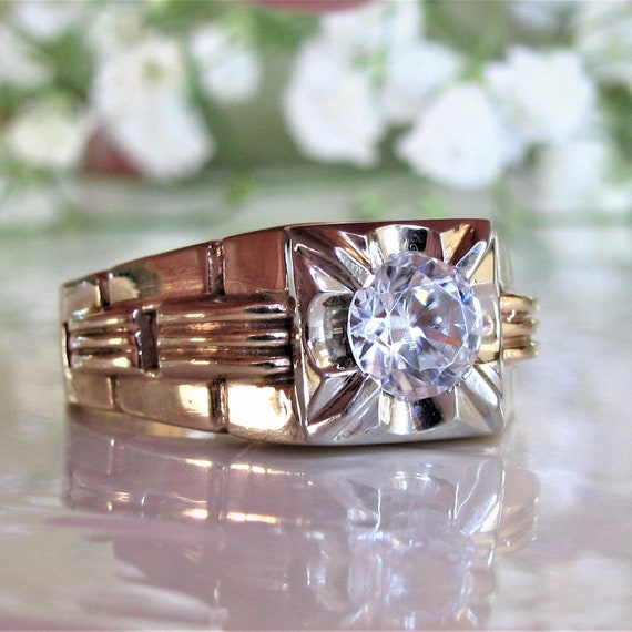 Art deco white sapphire ring deals