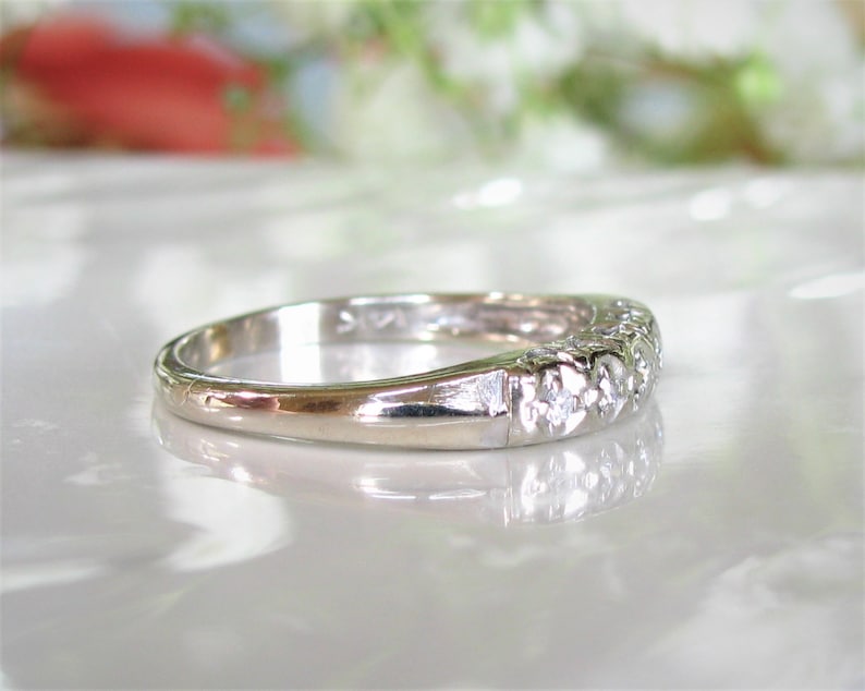 Vintage Keepsake Diamond Wedding Ring 14K White Gold Ladies Etsy
