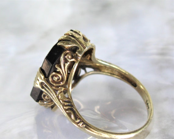 Antique Edwardian Onyx & Diamond Accent Ring Orna… - image 5