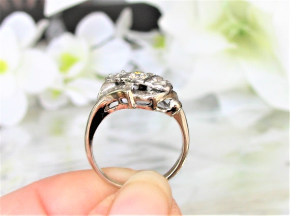 Unique Vintage Engagement Ring 0.40ctw Diamond Tr… - image 10