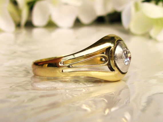 Art Deco Diamond Ring Bezel Set 0.33ct Old Mine C… - image 2