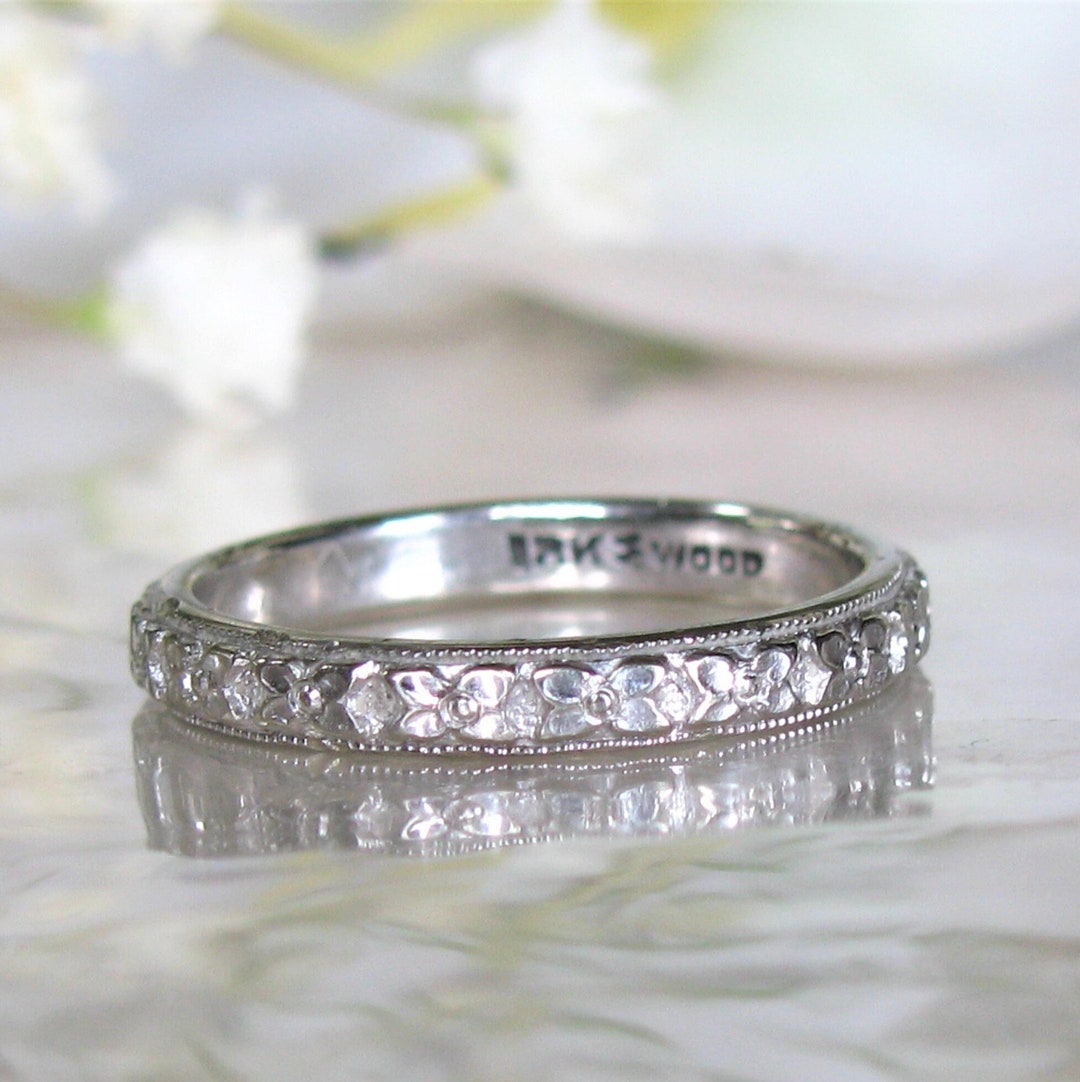 Art Deco Wedding Band J.R. Wood & Sons Orange Blossom Pattern Eternity