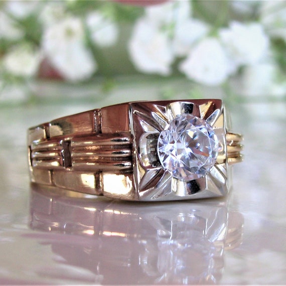 Germany 1920s UK K Band Ring Ring Size Antique  18K Gold Saphire and Diamond Engagement Ring USA 5.3