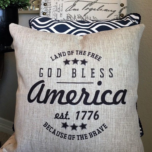 God Bless America, american pillow, america decor, fourth of july, forth of july decor, porch pillow, outdoor decor, america gift, god bless