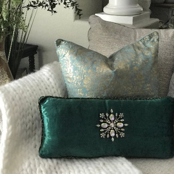 Green Velvet Pillow Etsy