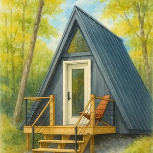 A Frame Cabin Plans 12x16 - DIY Small Cabin Blueprints, Off Grid Tiny House Design, Rustic A Frame Kit, Instant Download PDF